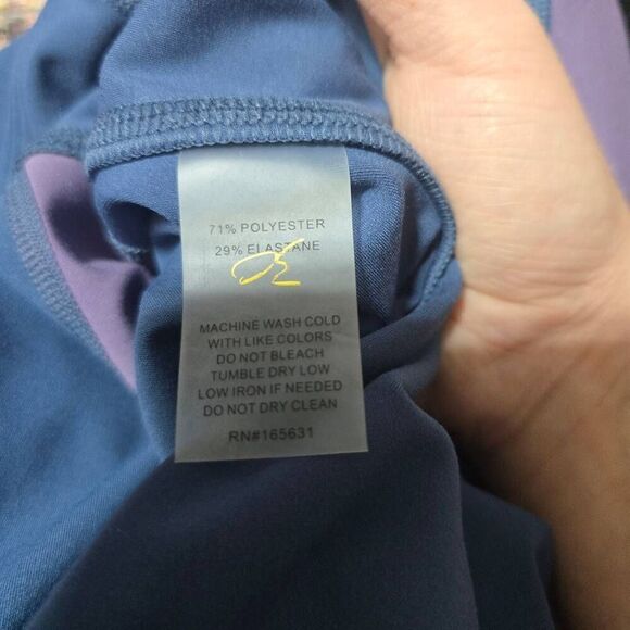 Calme Johnny Was Blue and Purple Color Block Athletic Leggings NWT - Picture 6 of 6